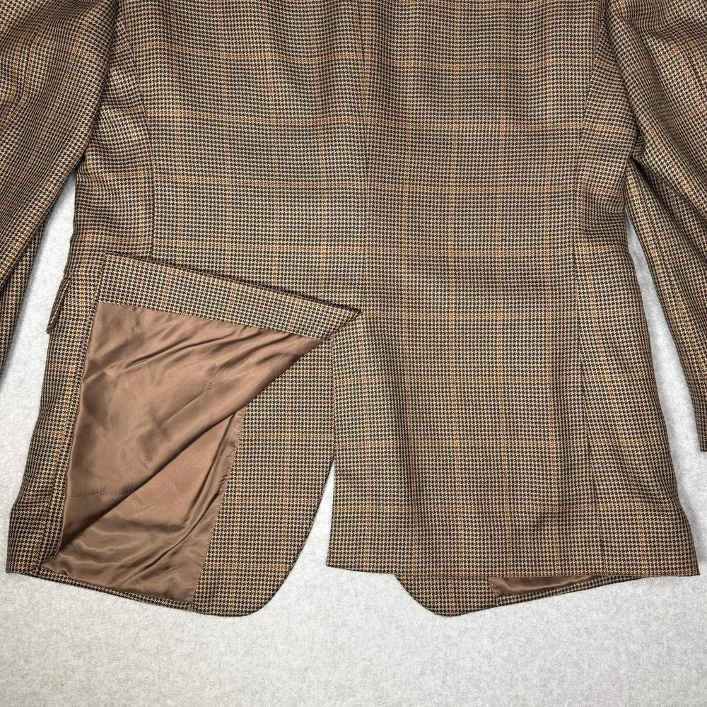 Jos A Bank Signature Sport Coat Mens 44 R Houndstooth Windowpane Silk Camel Hair